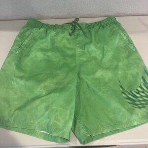 Men's Green Swim/Beach Shorts - Elastic Waist with Drawstring